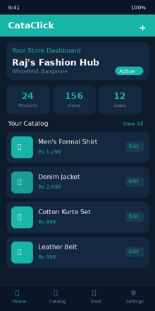 CataClick app dashboard